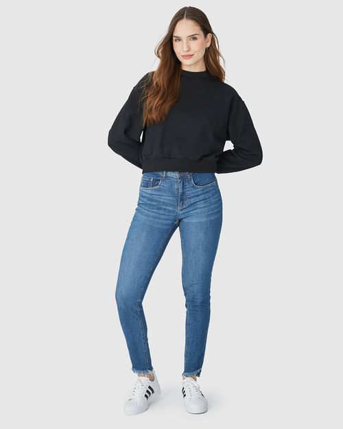 Calça Feminina Skinny Cropped Em Flex Jeans