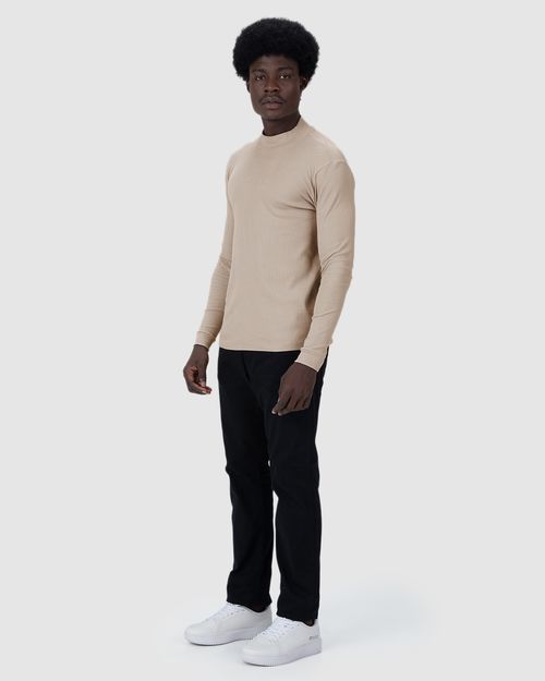 Camiseta Básica Masculina Gola Alta Em Ribana