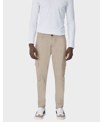 Calça Masculina Chino Cargo Em Sarja Com Elastano