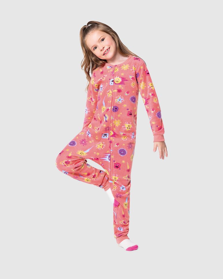 Pijama Macacão Infantil Unissex Estampado Em Soft Malwee Kids