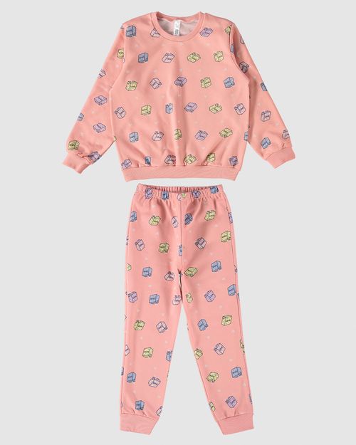 Pijama Infantil Unissex Longo Em Moletom Stretch Flanelado Malwee Kids