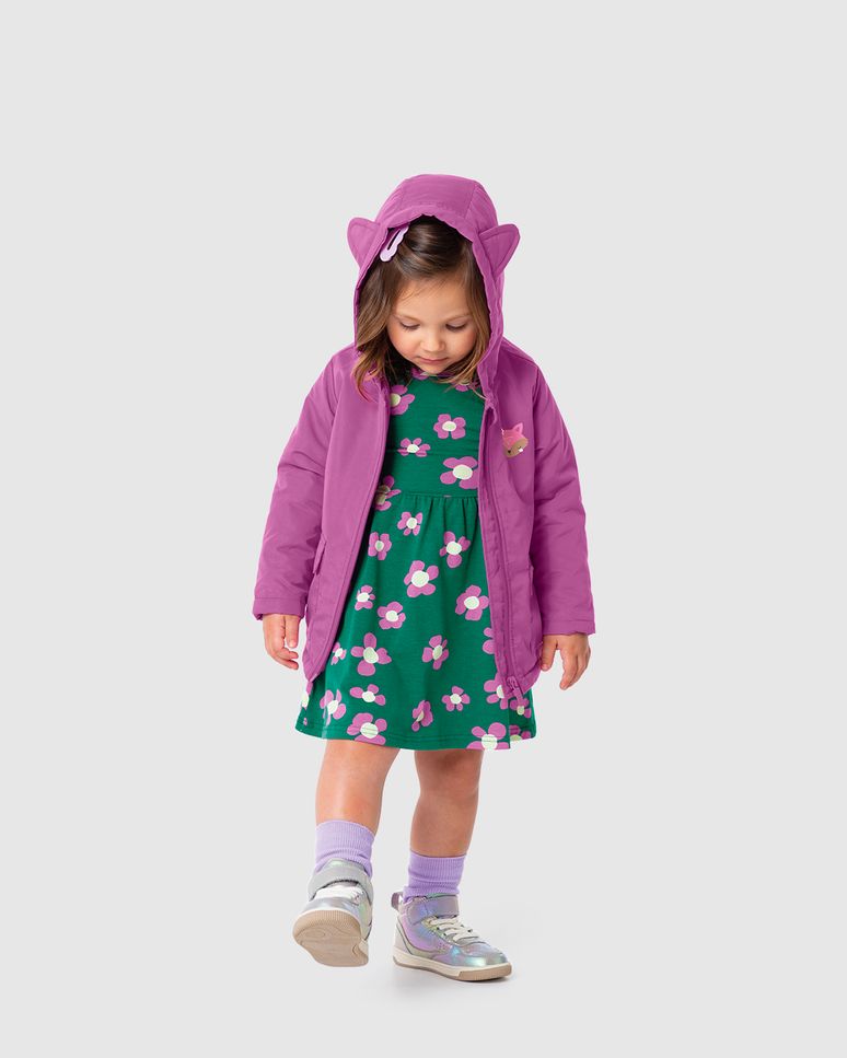 Jaqueta Infantil Menina Com Capuz Em Tafetá Malwee Kids