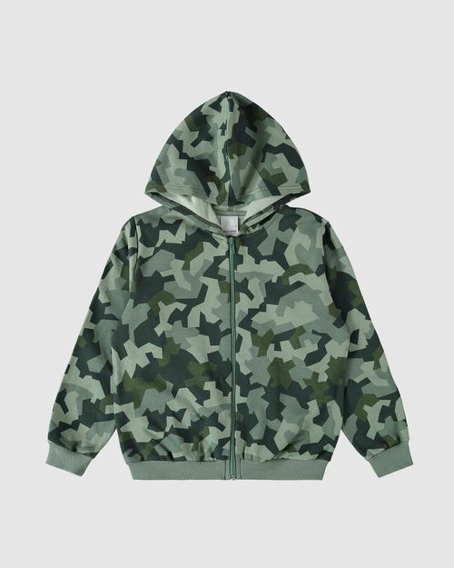 Jaqueta Infantil Menino Estampa Camuflada Em Moletom Flanelado Malwee Kids