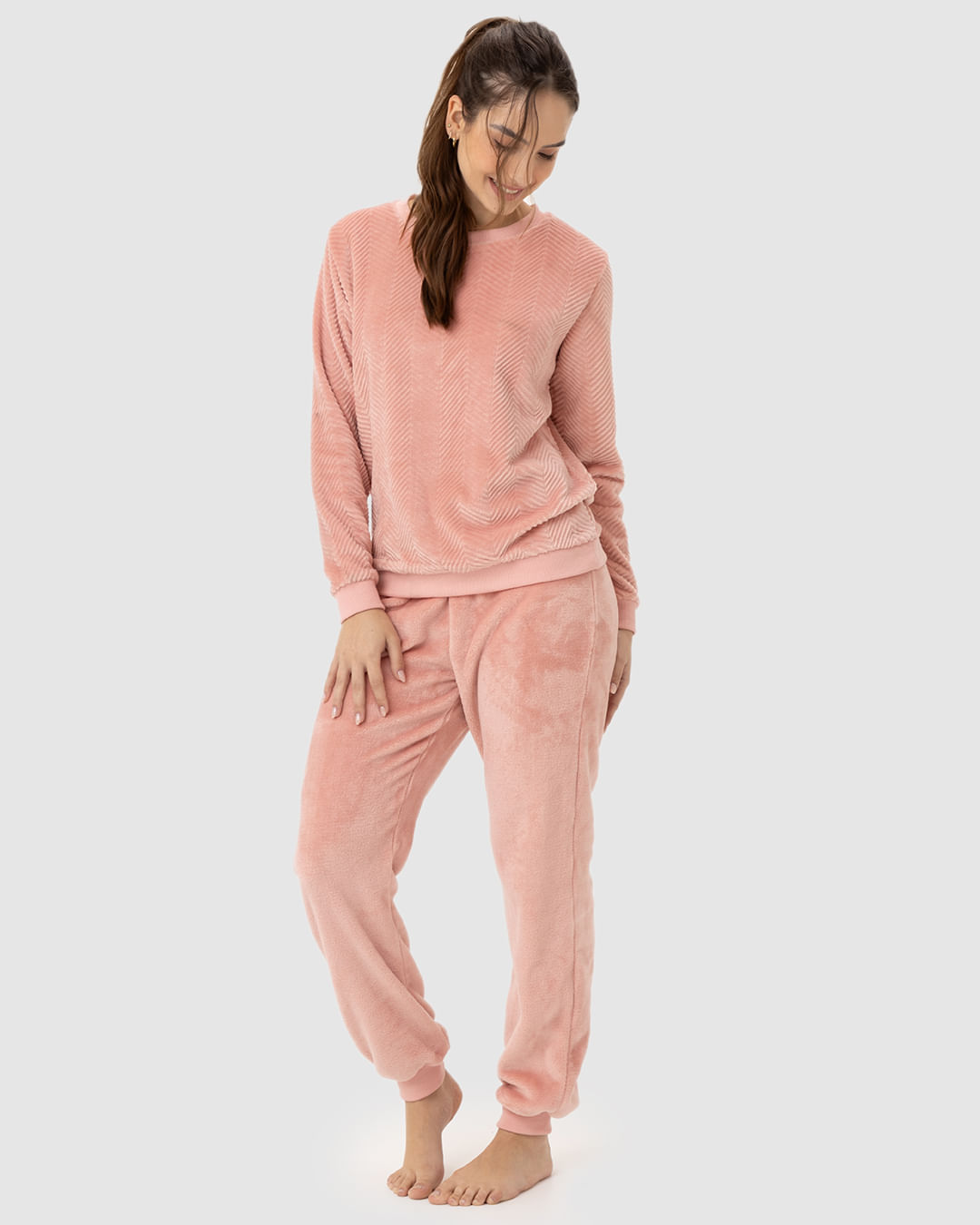Pijama coral Taormina malva Tamanhos para pijamas, roupões e roupa M