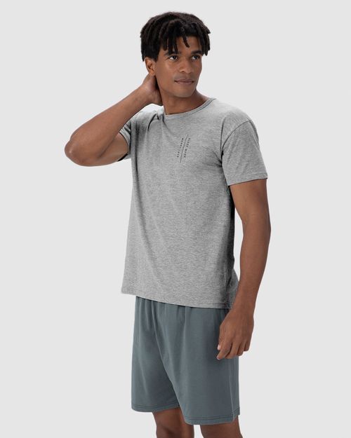 Pijama Masculino Camiseta Estampa Lettering Em Algodão