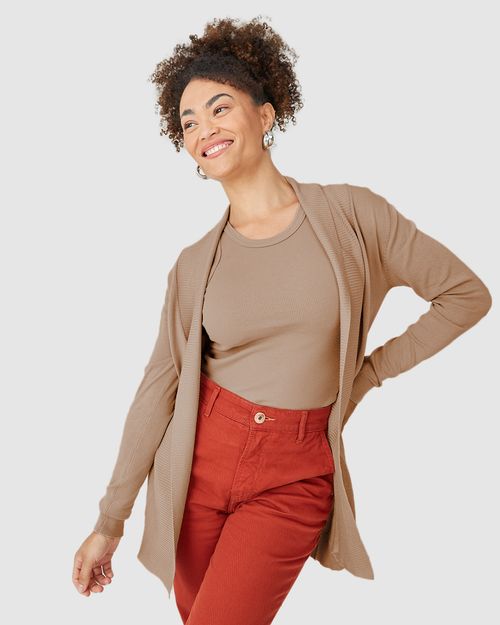 Cardigan Alongado Feminino Em Tricô