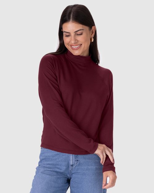 Blusa Feminina Gola Alta Em Moletinho Viscose Stretch