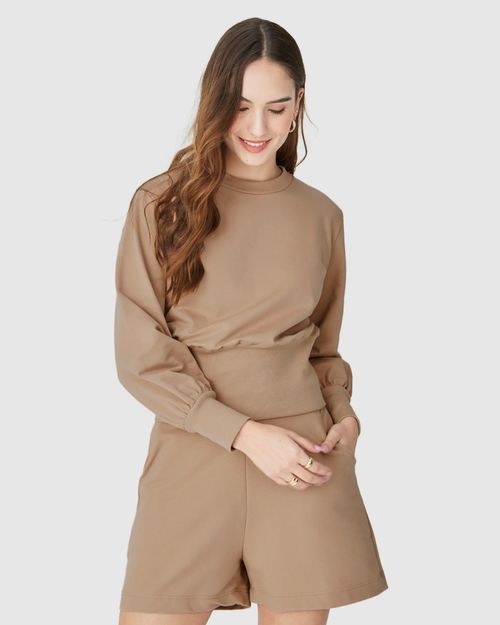 Blusão Feminino Barra Larga Em Moletom Stretch Flanelado