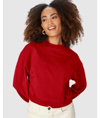 Blusão Básico Feminino Cropped Em Moletom Stretch Flanelado