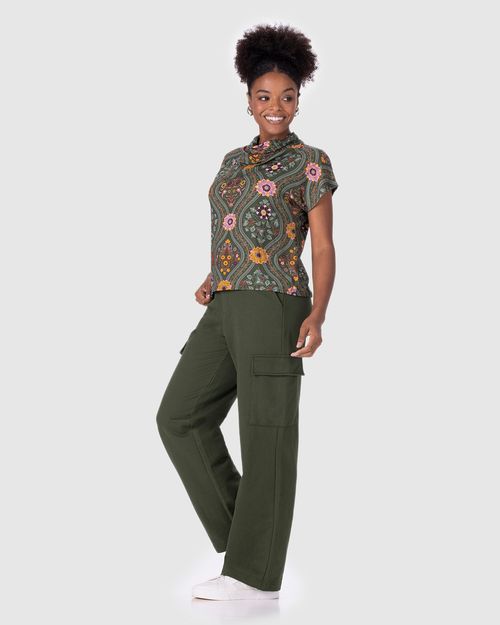 Blusa Feminina Gola Franzida Em Malha Viscose Stretch