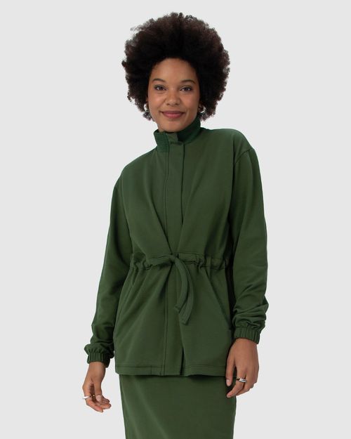 Jaqueta Feminina Parka Em Moletom Stretch Flanelado
