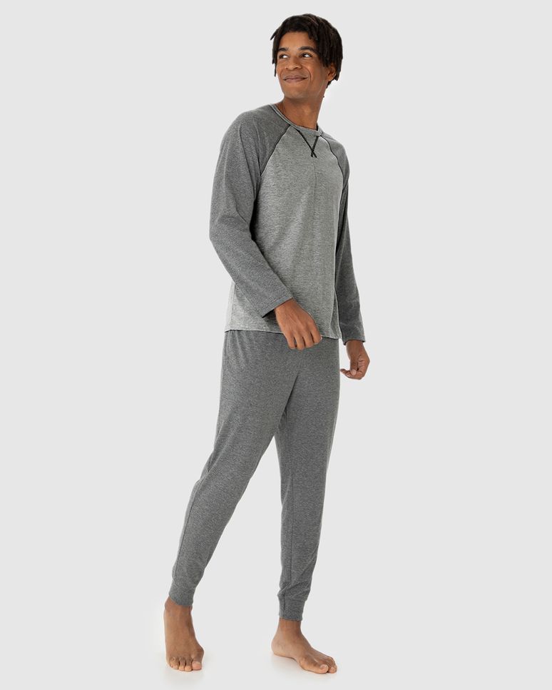 Pijama Masculino Manga Longa Raglan Em Algodão