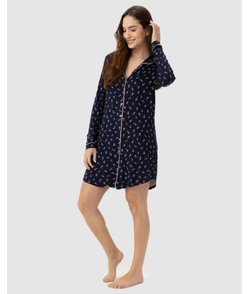 Pijama Feminino Manga Longa Estampa Floral Em Viscose Stretch