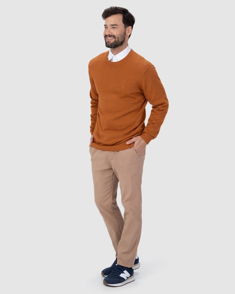 Blusão Básico Masculino Decote Redondo Em Tricô