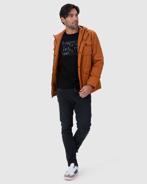 Jaqueta Masculina Bolsos Frontais Em Tecido Repelente De Água