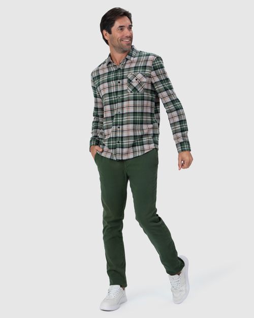 Camisa Masculina Xadrez Bolso Peitoral Em Flanela