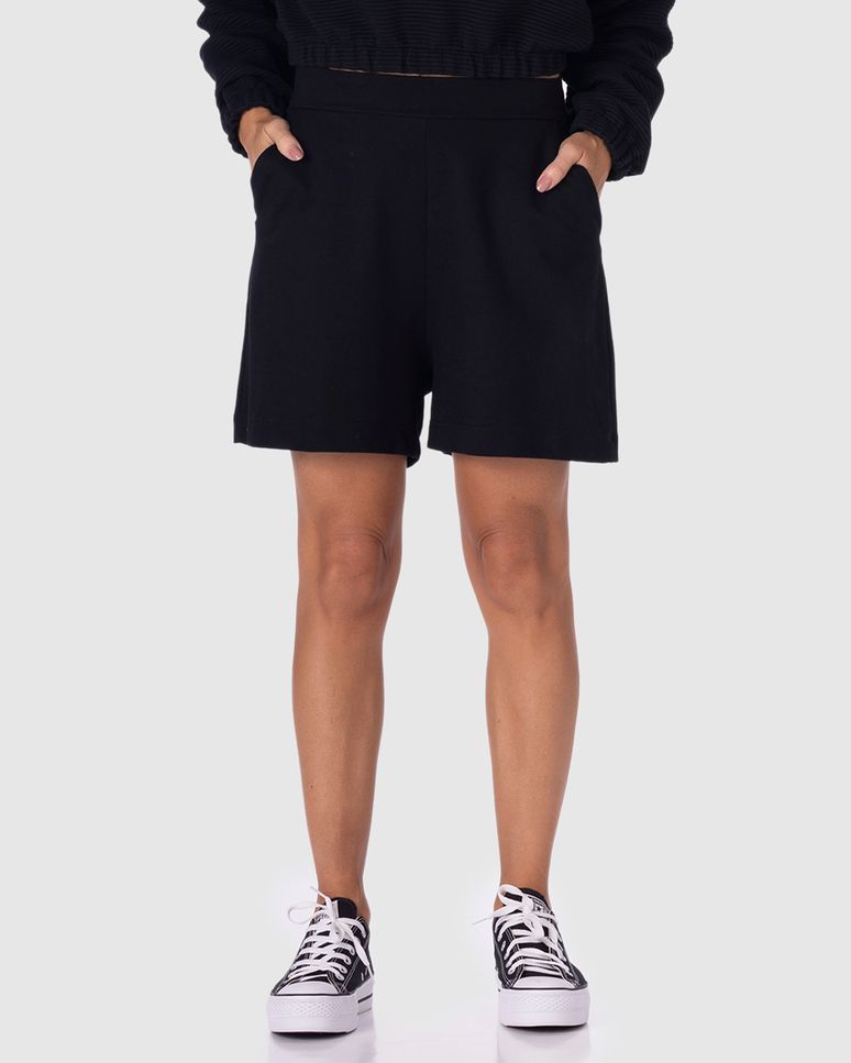 Shorts Reto Feminino Bolso Faca Em Moletom