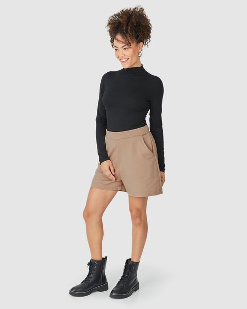 Shorts Reto Feminino Bolso Faca Em Moletom