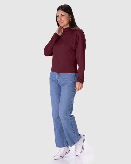Blusa Feminina Gola Alta Em Moletinho Viscose Stretch
