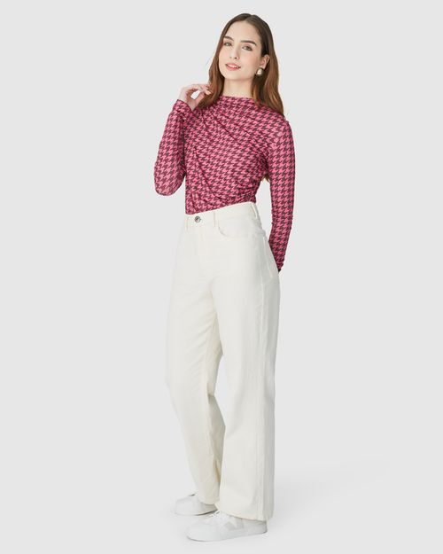 Blusa Feminina Estampada Franzido Lateral Em Malha Viscose Stretch
