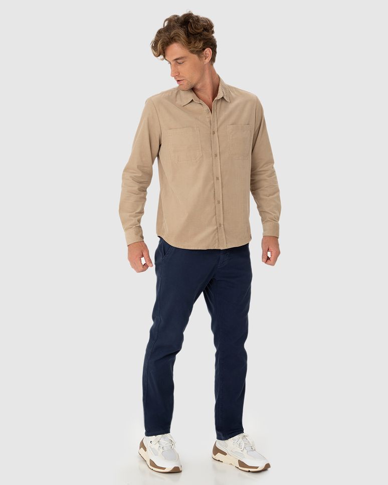 Calça Masculina Chino Em Sarja Com Elastano