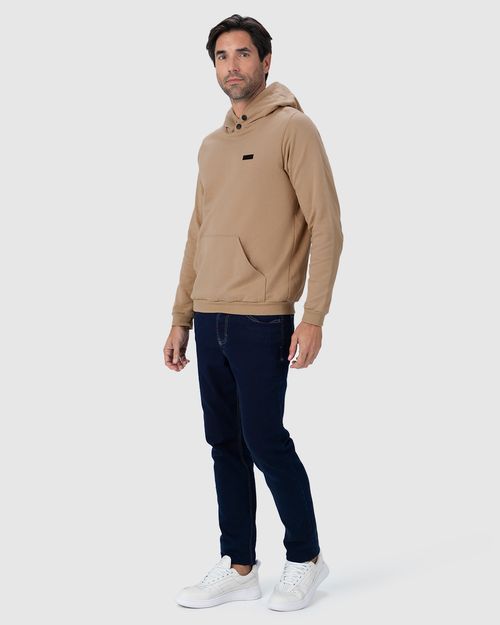 Blusão Masculino Capuz Com Botões Em Moletom Flanelado