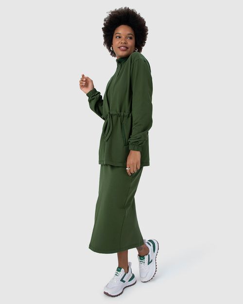 Jaqueta Feminina Parka Em Moletom Stretch Flanelado