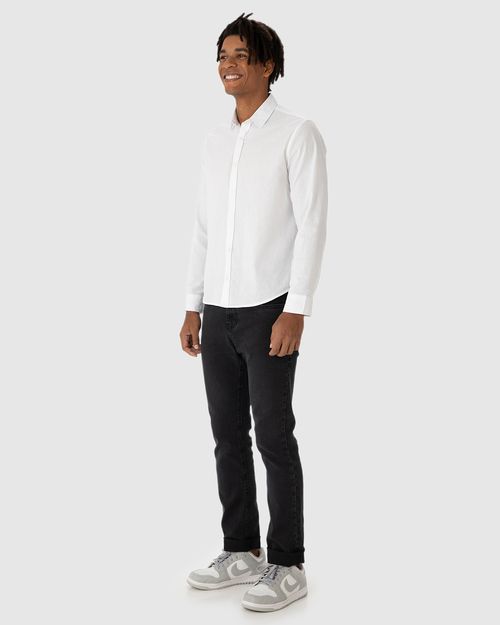 Camisa Básica Masculina Abotoamento Frontal Em Tricoline