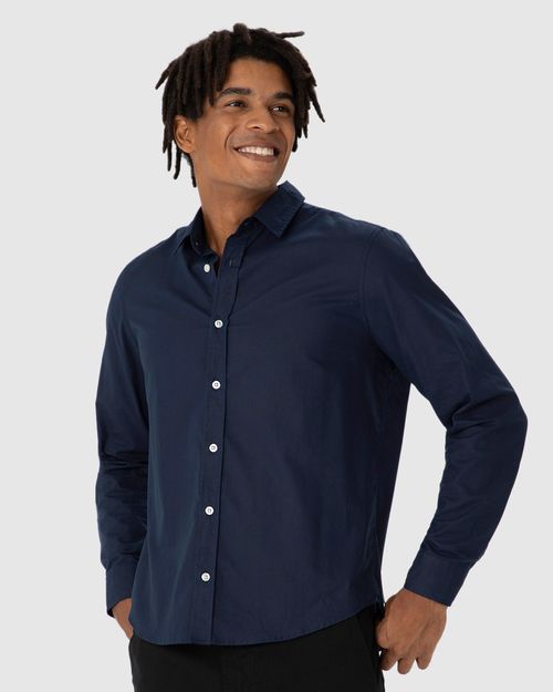 Camisa Básica Masculina Abotoamento Frontal Em Tricoline