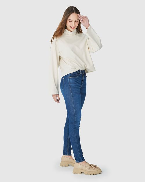 Calça Skinny Feminina Cintura Média 1 Copo D'Água Em Flex Jeans