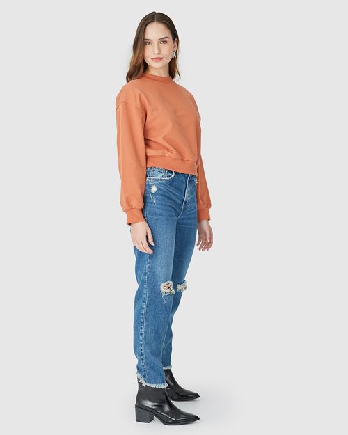 Calça Mom Feminina Barra Desfiada Em Jeans 100% Algodão