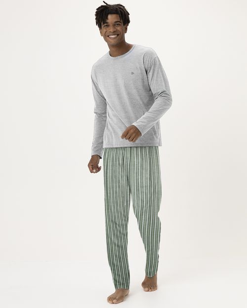 Pijama Masculino Calça Estampada Linha Família Em Algodão