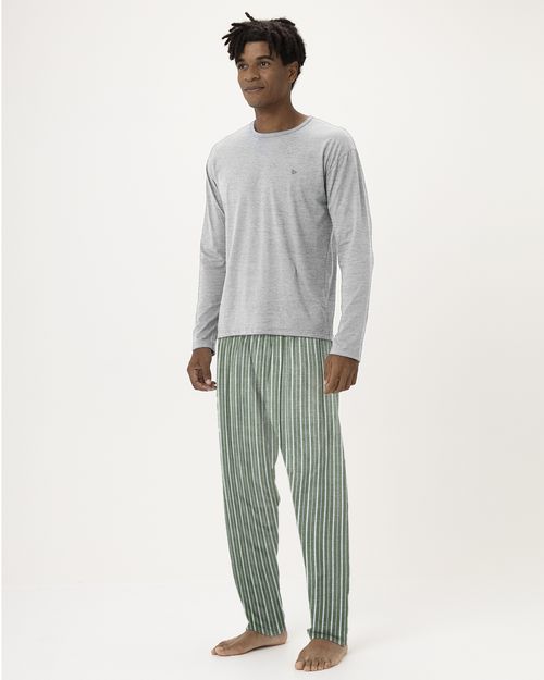 Pijama Masculino Calça Estampada Linha Família Em Algodão