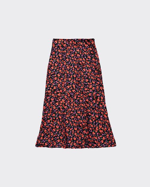 Saia Midi Feminina Evasê Estampada Em Viscose - ENFIM