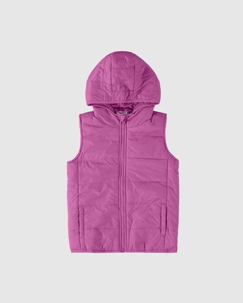 Colete Infantil Unissex Puffer Com Capuz Em Tafetá Malwee Kids