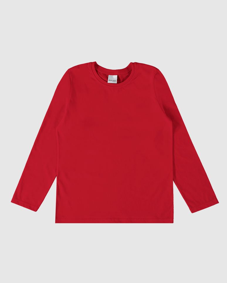 Camiseta Infantil Menino Decote Redondo Manga Longa Em Algodão Malwee Kids