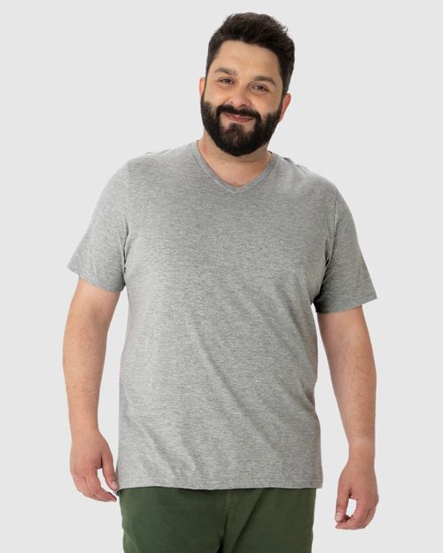 Camiseta Básica Masculina Plus Size Decote V Em Algodão