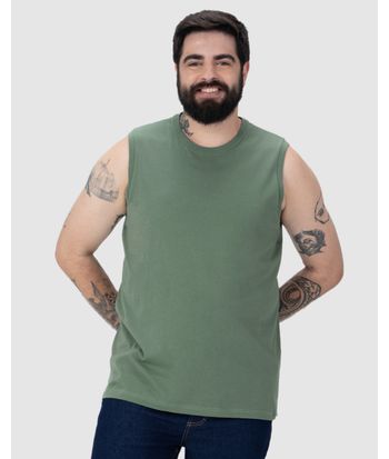 Regata Básica Masculina Plus Size Cava Ajustada Em Algodão