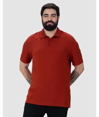 Camisa Polo Básica Masculina Plus Size Em Piquet Stretch