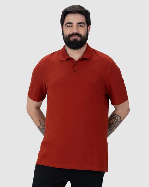 Camisa Polo Básica Masculina Plus Size Em Piquet Stretch