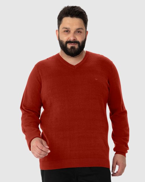Suéter Básico Masculino Plus Size Decote V Em Tricô