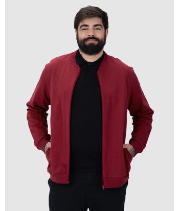 Jaqueta Básica Masculina Plus Size Com Zíper Em Moletom Flanelado