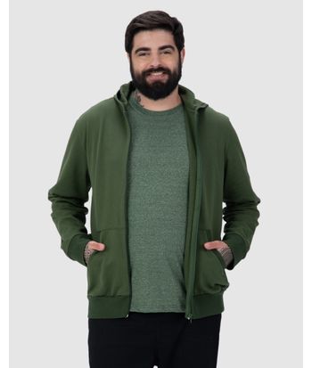 Jaqueta Básica Masculina Plus Size Com Capuz Em Moletom