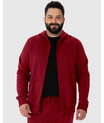 Jaqueta Básica Masculina Plus Size Com Capuz Em Moletom