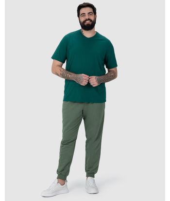 Calça Básica Masculina Plus Size Jogger Em Moletom