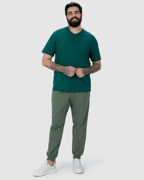Calça Básica Masculina Plus Size Jogger Em Moletom
