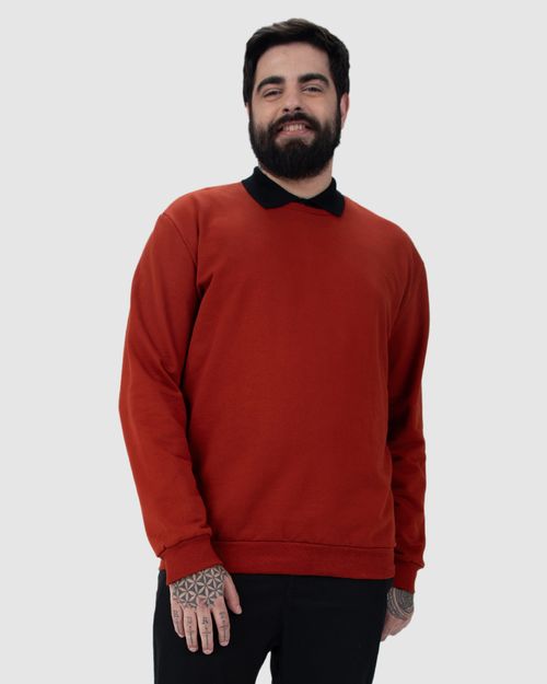 Blusão Básico Masculino Plus Size Decote Redondo Em Moletom Flanelado
