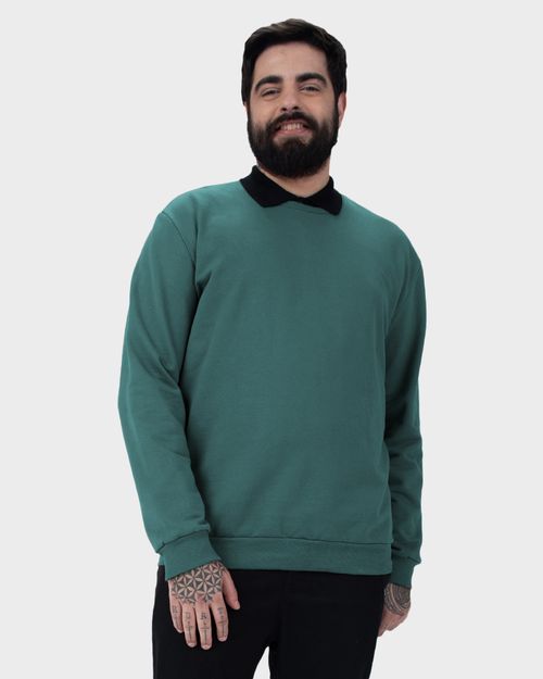 Blusão Básico Masculino Plus Size Decote Redondo Em Moletom Flanelado