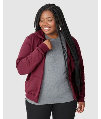 Jaqueta Básica Feminina Plus Size Em Moletom Stretch Flanelado