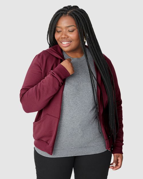 Jaqueta Básica Feminina Plus Size Em Moletom Stretch Flanelado